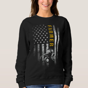 Tractor American Usa Flag Funny Farmer Rancher Far Sweatshirt