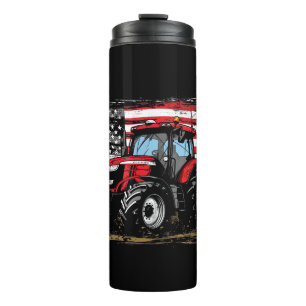 Tractor American Vintage Farm Farming Flag Patriot Thermal Tumbler