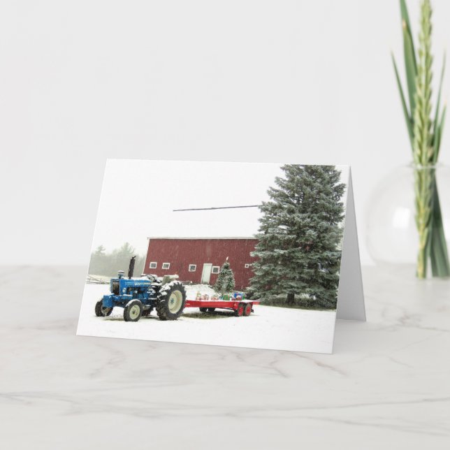 Tractor and Barn Holiday Card (Front)