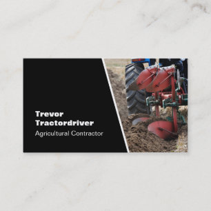 Tractor and plough close-up photo business card