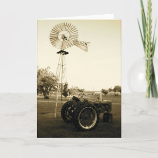 Tractor and Windmill Note Card
