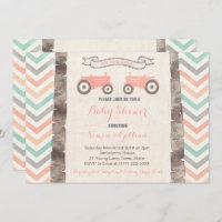 Tractor Aqua Coral Grey Girl Baby Shower