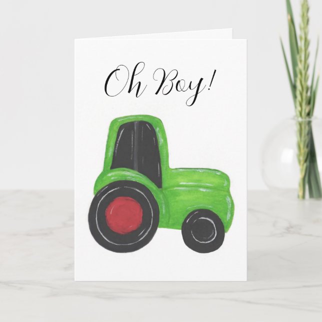 Tractor Baby Boy Congratulations Card (Front)