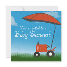 Tractor Baby Shower Invitation: Red Tractor
