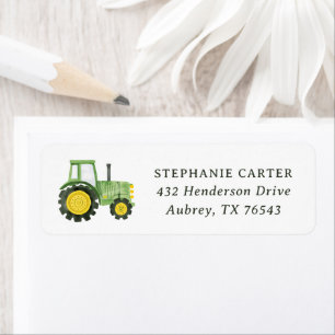 Tractor Baby Shower Return Address Label