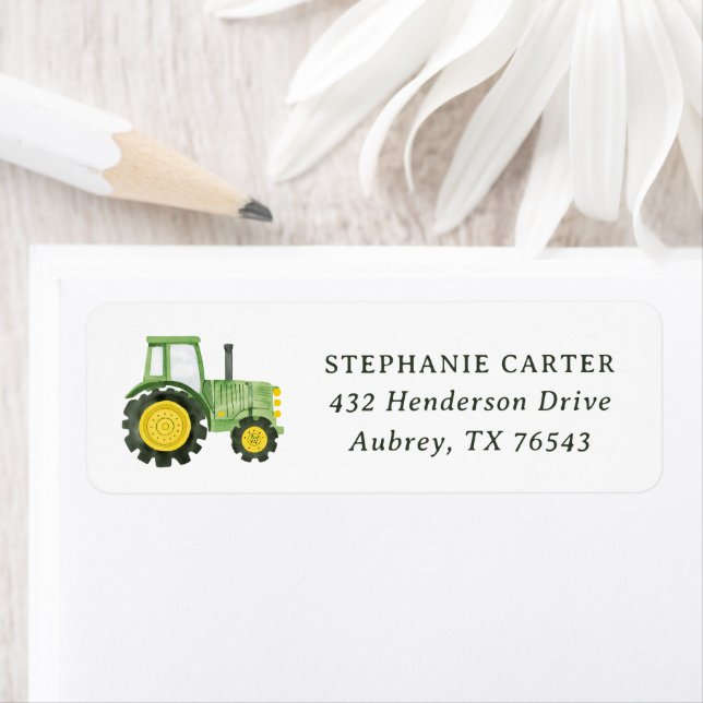 Tractor Baby Shower Return Address Label (Insitu)