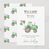 Tractor Baby Shower Thank You Card