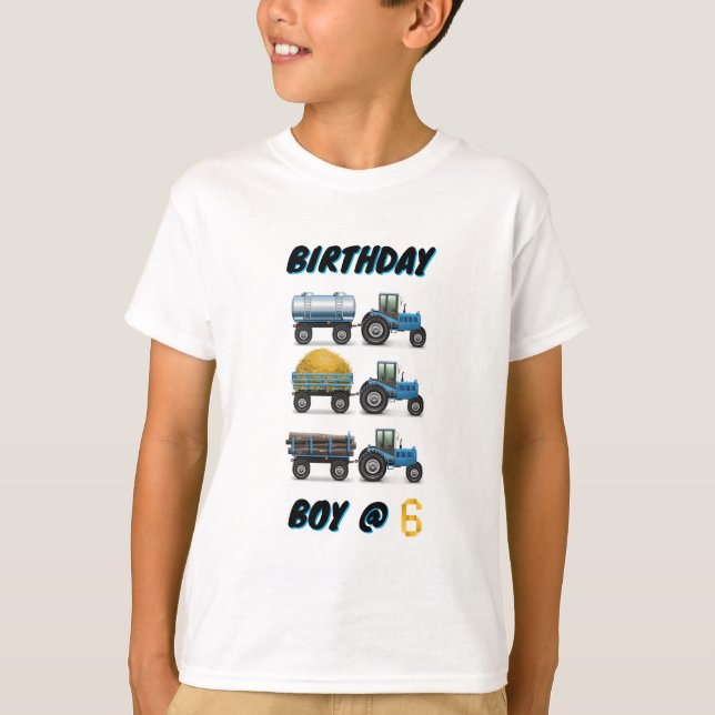 Tractor Birthday Boy @ 6 T-Shirt (Front)