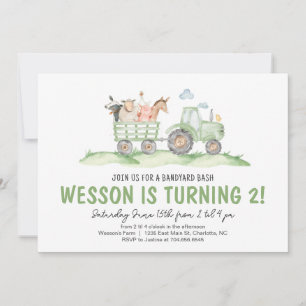 Tractor Birthday, Farm Birthday Invitation 