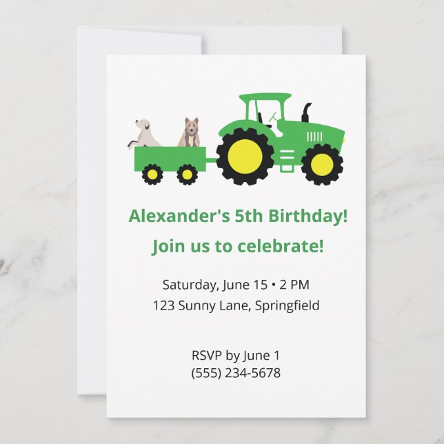 Tractor Birthday Invitation • Editable Invite (Front)
