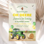 Tractor Birthday Invitation Farm Birthday, Tractor<br><div class="desc">This beautiful Farm Birthday Tractor Birthday Invitation showcases a green and yellow tractor on a farm field backdrop, mama cow and her calf, a horse, hay bail, and a farm chicken. Green chequered backing also included! This Tractor Invitation is sure to complete any Farm Birthday, Barnyard Birthday or Farm Themed...</div>