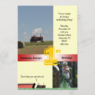 Tractor Birthday Invitation: International Tractor Invitation