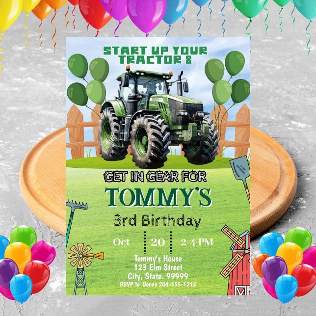 Tractor Birthday Party Invitation (Creator Uploaded)
