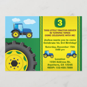 Tractor Birthday Party Invitation any age