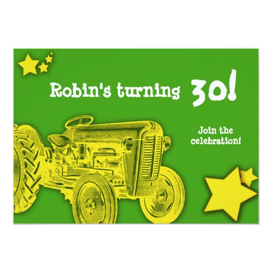 Tractor Birthday Party Invitation: Bright Yellow Card