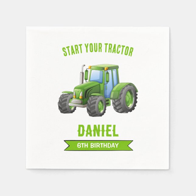 Tractor Birthday Party Napkin (Front)