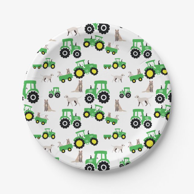 Tractor Birthday Party Plates Farm Theme (Front)