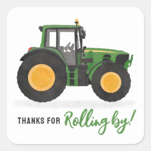 Tractor Birthday Party Square Sticker