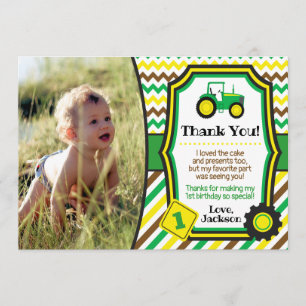 Tractor Birthday Thank You Card with Envelopes