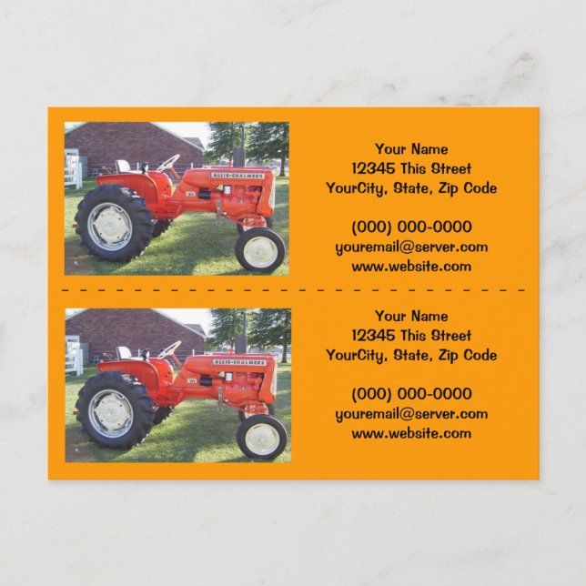 Tractor Bookmarker / Business Cards - Customised (Front)