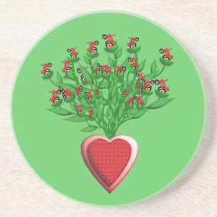 Tractor Bouquet with Red Heart Vase Coaster