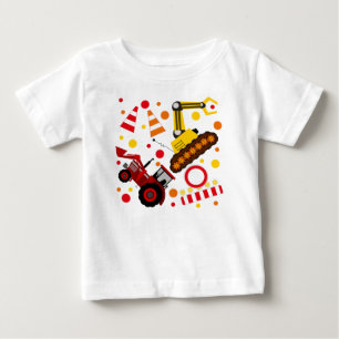 Tractor bulldozer construction polka dot baby T-Shirt