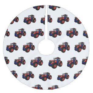 Tractor cartoon illustration brushed polyester tree skirt