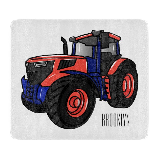 Tractor cartoon illustration  cutting board (Front)