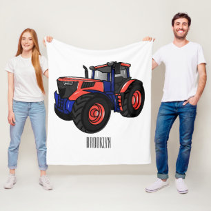Tractor cartoon illustration fleece blanket