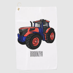 Tractor cartoon illustration golf towel