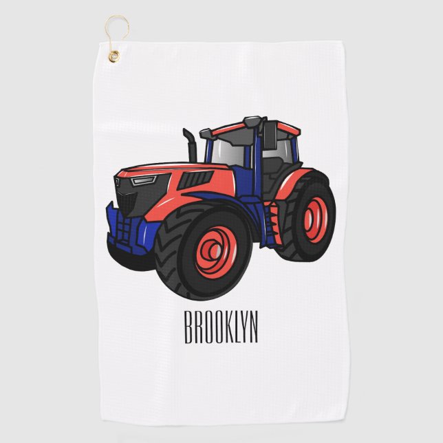 Tractor cartoon illustration  golf towel (Front)