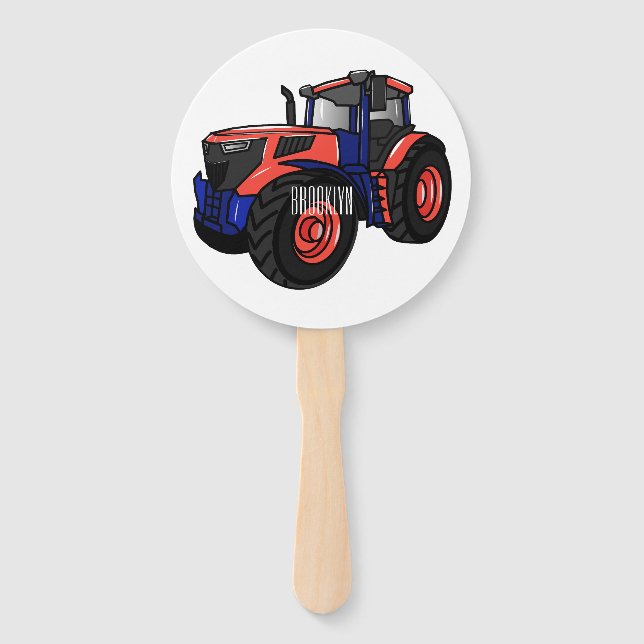Tractor cartoon illustration  hand fan (Front)