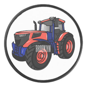 Tractor cartoon illustration hockey puck