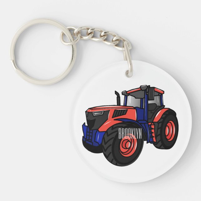 Tractor cartoon illustration  key ring (Front)