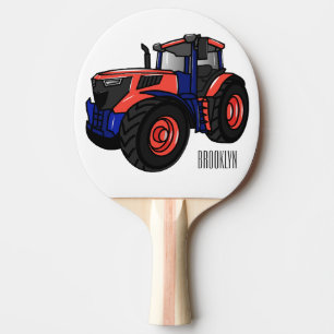 Tractor cartoon illustration ping pong paddle