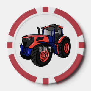Tractor cartoon illustration poker chips