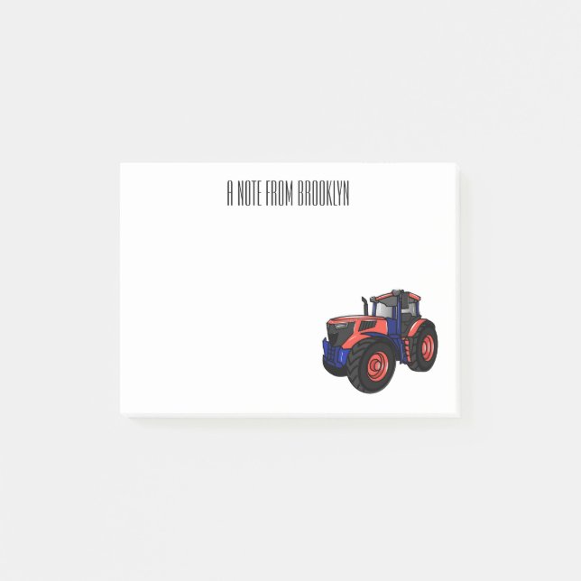 Tractor cartoon illustration  post-it notes (Front)