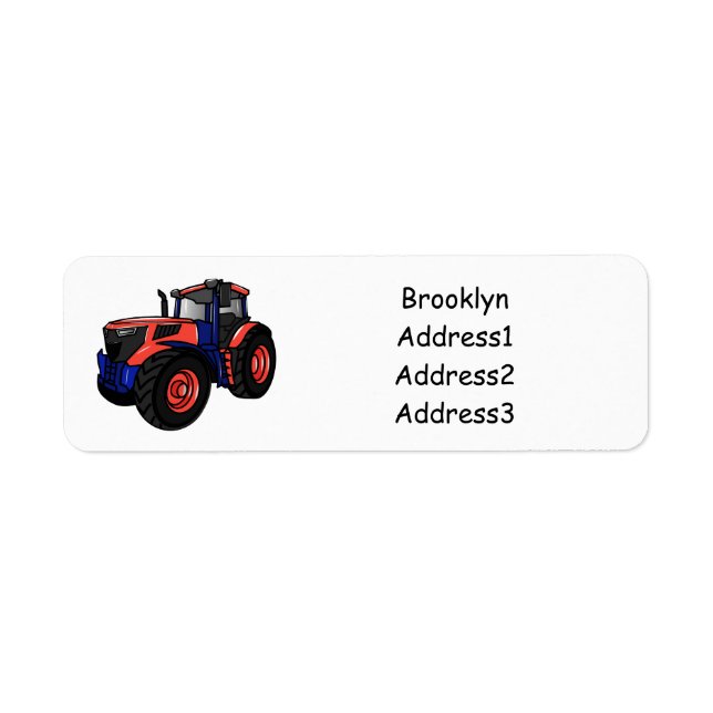 Tractor cartoon illustration return address label (Front)