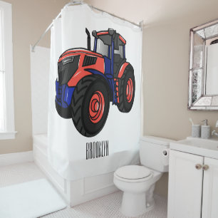 Tractor cartoon illustration shower curtain