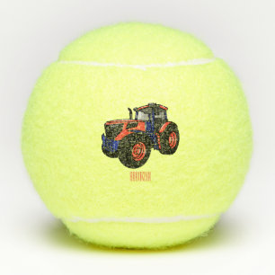 Tractor cartoon illustration tennis balls