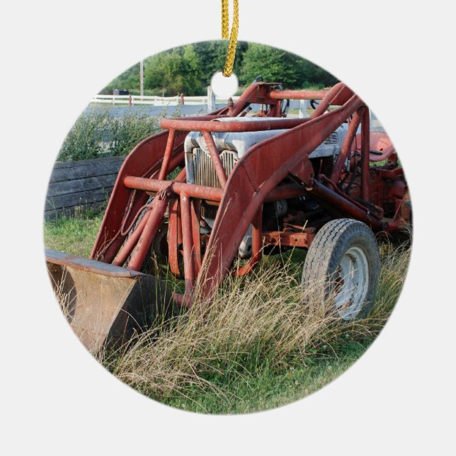 tractor ceramic tree decoration (Front)