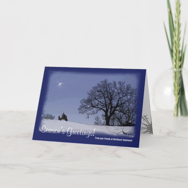 Tractor Christmas Card: From Your Business Holiday Card (Front)