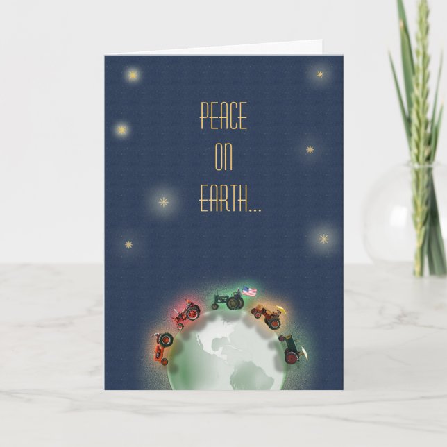 Tractor Christmas Card: Good will to old tractors! Holiday Card (Front)