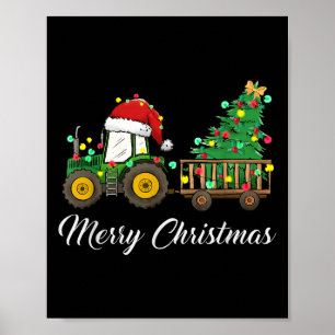 Tractor Christmas Sweater Farmer Farm Funny Merry  Poster