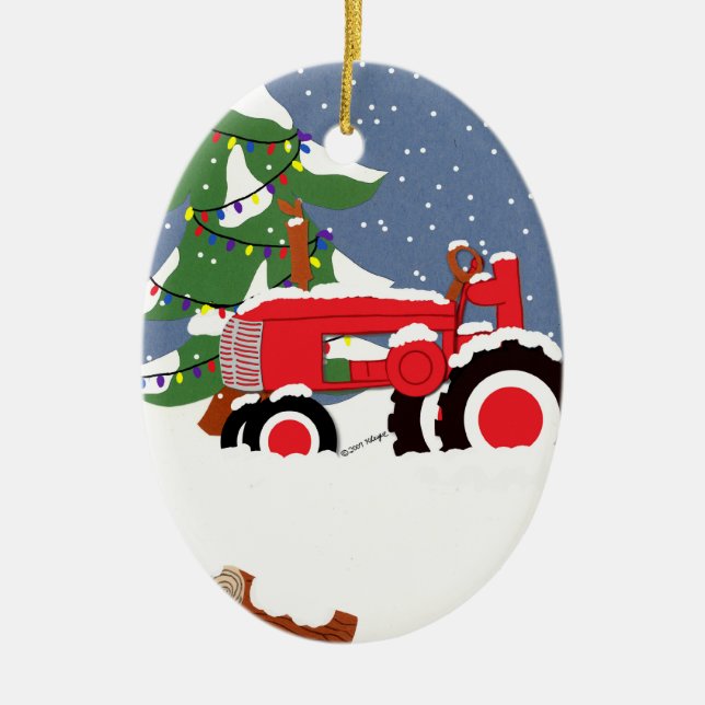 Tractor Christmas Tree Ornament (Front)