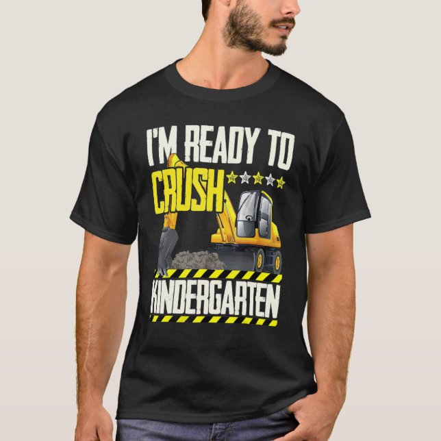 Tractor Construction Vehicle Ready To Crush Kinder T-Shirt (Front)