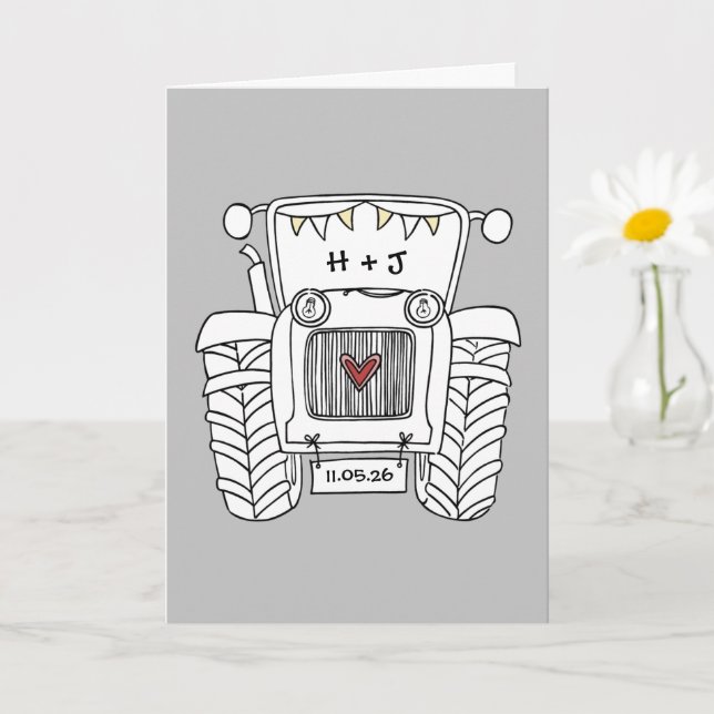 Tractor Country Wedding Card (Small Plant)