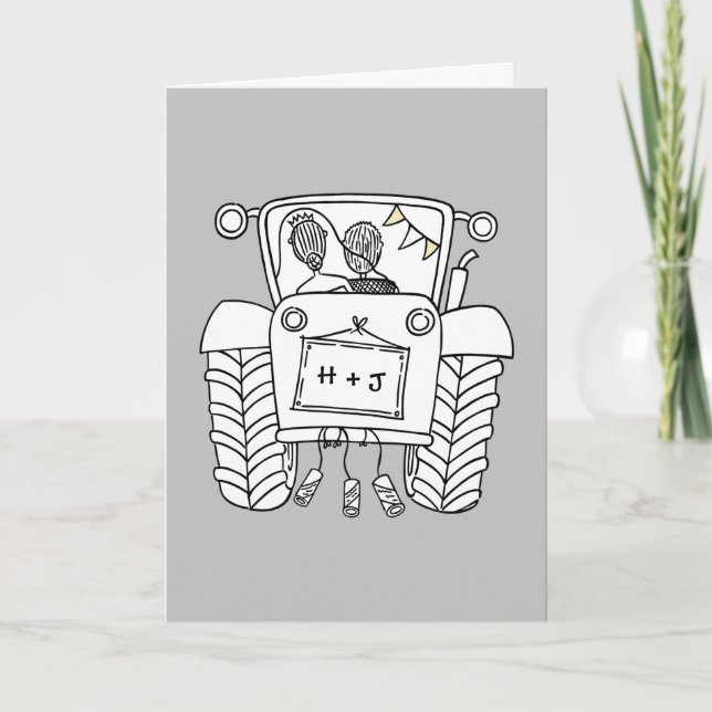 Tractor Country Wedding Card (Front)