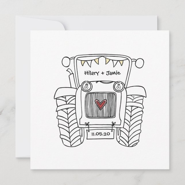 Tractor Country Wedding Evening Reception Invitation (Front)