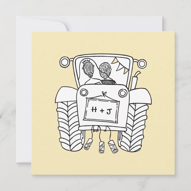 Tractor Country Wedding Evening Reception Invitation (Front)